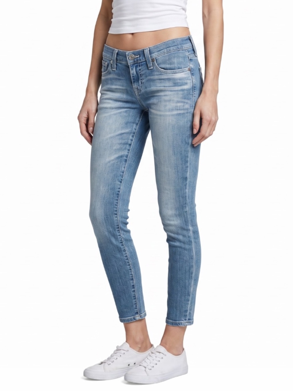 Big Star Skinny Jeans Size 25 Blue Denim Light Wash Low Rise Stretch Cropped